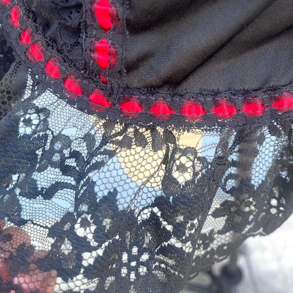 Vintage Lingerie 80s Toscca Black and red Nightie whimsygoth - Picture 3 of 8